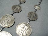 Astounding Navajo Sterling Silver Coin Necklace Native American-Nativo Arts