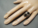 Whimsical Navajo Black Onyx Sterling Silver Ring Native American-Nativo Arts