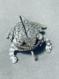 Ben Benally Native American Navajo Sterling Silver Toad Pin Pendant-Nativo Arts
