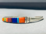 Native American Colors Of Happiness Vintage Sterling Silver Turquoise Inlay Bracelet-Nativo Arts