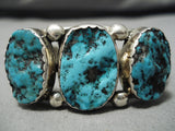 Native American Amazing Vintage Seafoam Turquoise Sterling Silver Bracelet Cuff Old-Nativo Arts