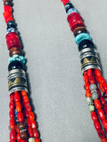 Drop Dead Gorgeous Singer Native American Navajo Sterling Silver Coral Necklace-Nativo Arts