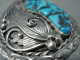 Exquisite Vintage Native American Navajo Morenci Turquoise Sterling Silver Necklace-Nativo Arts