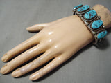 Authentic Vintage Native American Navajo Turquoise Sterling Silver Bracelet Old-Nativo Arts