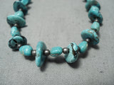 Tremendous Vintage Native American Navajo Turquoise Sterling Silver Necklace Old-Nativo Arts