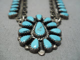 Exquisite Vintage Native American Navajo Sky Blue Turquoise Sterling Silver Boyd Necklace-Nativo Arts