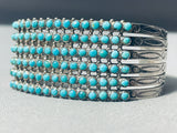 One Of The Best Ever Vintage Native American Zuni Turquoise Snake Eyes Sterling Silver Bracelet-Nativo Arts