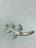 Whimsical Native American Navajo Sterling Silver Gecko Pin-Nativo Arts