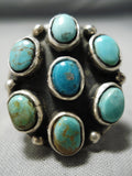 Huge Vintage Native American Navajo Royston Turquoise Snake Eyes Sterling Silver Ring-Nativo Arts