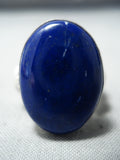 Stunning Navajo Lapis Sterling Silver Ring Native American Old-Nativo Arts