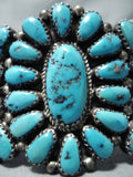 Signed Justin Wilson Vintage Native American Navajo Turquoise Sterling Silver Bracelet-Nativo Arts