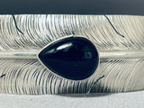 Native American Extreme Detail Important Ben Begaye (d.) Sterling Silver Black Stone Bracelet-Nativo Arts