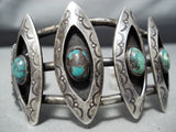Bisbee Turquoise Vintage Native American Navajo Sterling Silver Bracelet Old-Nativo Arts