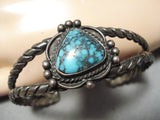 Wonderful Vintage Native American Navajo Spiderweb Turquoise Sterling Silver Bracelet Old-Nativo Arts
