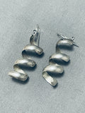 Eye-catching Handmade Spiral Native American Navajo Sterling Silver Corkscrew Earrings-Nativo Arts
