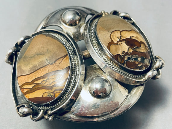 Desert Scene Picturesque Jasper Vintage Native American Navajo Sterling Silver Bracelet-Nativo Arts