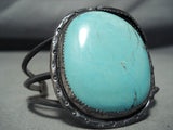 Bold Huge Vintage Native American Navajo Light Blue Turquoise Sterling Silver Bracelet-Nativo Arts