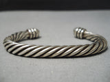 Marvelous Vintage Native American Navajo Thicker Sterling Silver Coil Bracelet Old-Nativo Arts