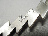 Important Aaron Anderson Native American Navajo Zig Zag Sterling Silver Bracelet-Nativo Arts