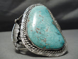 One Biggest Best Vintage Native American Navajo Carico Lake Turquoise Sterling Silver Bracelet-Nativo Arts
