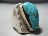 Monumental Vintage Native American Navajo Spiderweb Turquoise Sterling Silver Ring Old-Nativo Arts