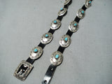 Superb Vintage Native American Navajo Kingman Turquoise Sterling Silver Concho Belt-Nativo Arts