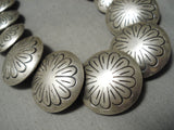Heavy Museum Quality Vintage Native American Navajo Hand Tooled Sterling Silver Bead Necklace-Nativo Arts