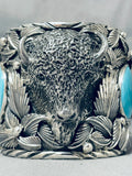 Strong Buffalo 241 Grams Native American Turquoise Sterling Silver Bracelet-Nativo Arts