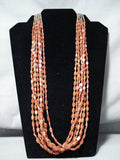 One Of The Best Vintage Native American Navajo Coral Sterling Silver Necklace-Nativo Arts