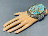 One Of The Craziest Ever Native American Navajo #8 Turquoise Sterling Silver Bracelet-Nativo Arts