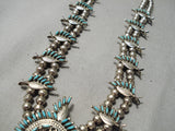 Vintage Zuni Native American Turquoise Sterling Silver Squash Blossom Necklace-Nativo Arts