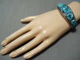 Incredible Vintage Native American Navajo Triangular Turquoise Inlay Sterling Silver Bracelet-Nativo Arts