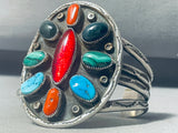 Ruby Red Vintage Native American Navajo Turquoise Sterling Silver Bracelet Cuff Old-Nativo Arts