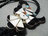 Exceptional Vintage Zuni Native American Sterling Silver Bolo Tie Old-Nativo Arts