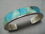 Trapezoidal Inlay Vintage Native American Navajo Turquoise Sterling Silver Bracelet-Nativo Arts