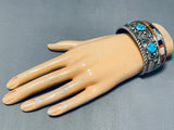 The Best Vintage Native American Navajo David Tune Turquoise Inlay Sterling Silver Bracelet-Nativo Arts
