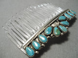 Exceptional Native American Navajo Royston Turquoise Sterling Silver Comb-Nativo Arts