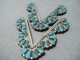 Magnificent Native American Navajo Turquoise Sterling Silver Collar Protector Pins-Nativo Arts
