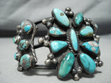 One Of The Best Museum Vintage Native American Navajo Turquoise Sterling Silver Clucter Bracelet-Nativo Arts