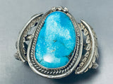 Rare Vintage Museum Native American Navajo Turquoise Sterling Silver Bracelet Old-Nativo Arts