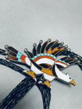 Native American Soaring Eagle Vintage Navajo Turquoise Sterling Silver Bolo Tie-Nativo Arts