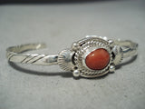 Ange Miller Beautiful Navajo Coral Sterling Silver Bracelet Native American-Nativo Arts