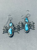 Sonunique Vintage Native American Navajo Spider Turquoise Sterling Silver Earrings-Nativo Arts