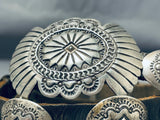 Hand Tooled Vintage Native American Navajo Sterling Silver Concho Belt-Nativo Arts
