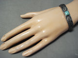 Early 1900's Snake Vintage Native American Navajo Turquoise Sterling Silver Bracelet Old-Nativo Arts
