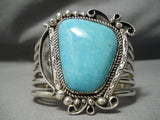 Towering Heavy Vintage Native American Navajo Turquoise Sterling Silver Bracelet Cuff-Nativo Arts