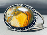 Natural Ancestor Face Vintage Native American Navajo Petrified Wood Sterling Silver Bracelet-Nativo Arts
