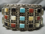 Important Vintage Native American Zuni Michael Lasiloo Turquoise Inlay Sterling Silver Bracelet-Nativo Arts