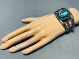 Coiled Cuff Vintage Native American Navajo Green Turquoise Sterling Silver Bracelet-Nativo Arts