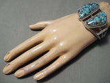 Museum Vintage Native American Navajo Blue Diamond Turquoise Sterling Silver Bracelet Old-Nativo Arts
